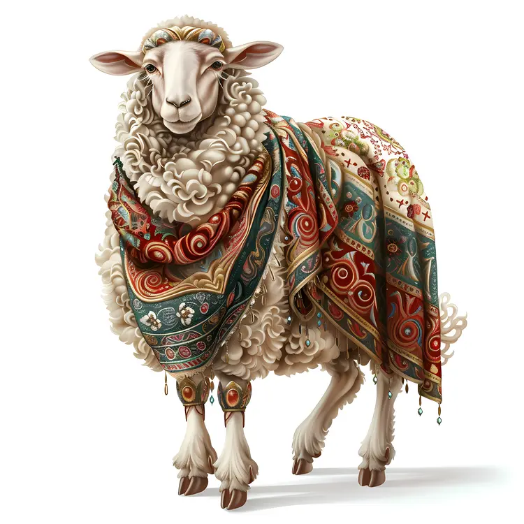 Sheep with Colorful Scarf
