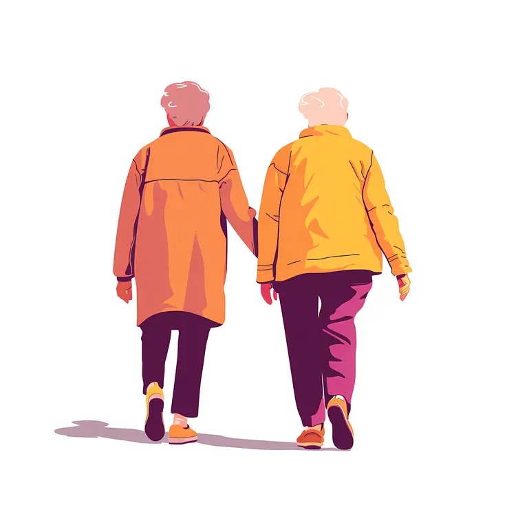 Elderly Couple Walking Together