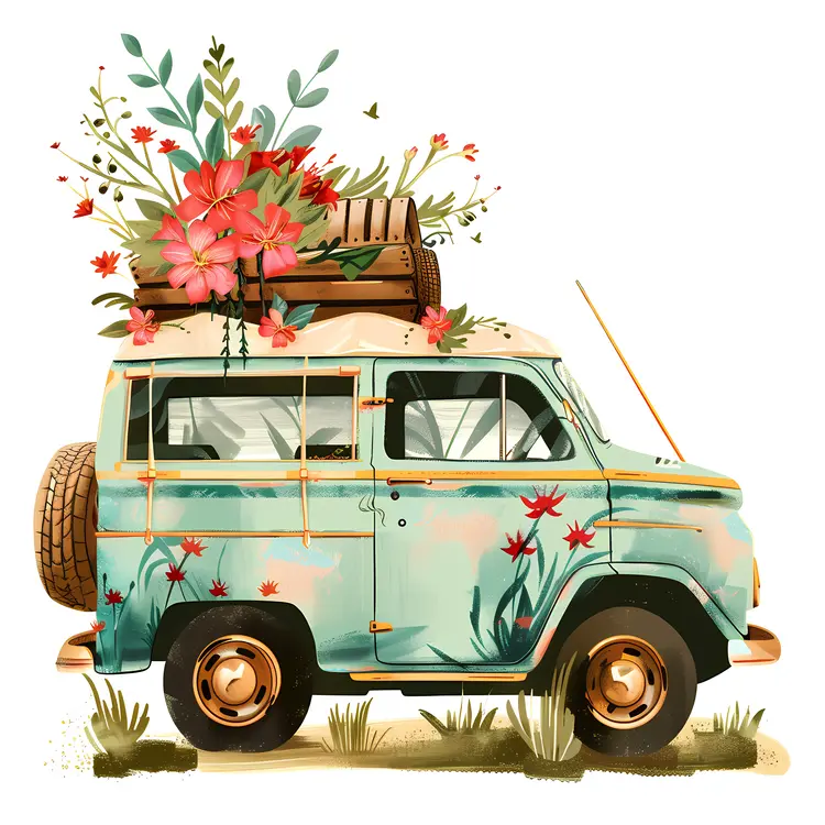 Decorative Floral Van