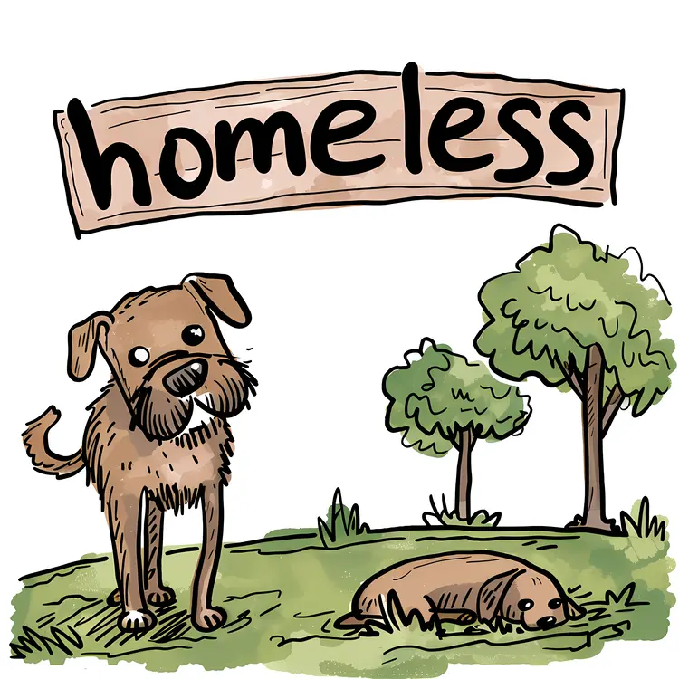 Sad Homeless Dog in the Park