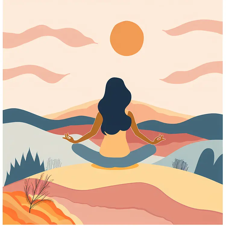 Tranquil Meditation in Sunset Landscape