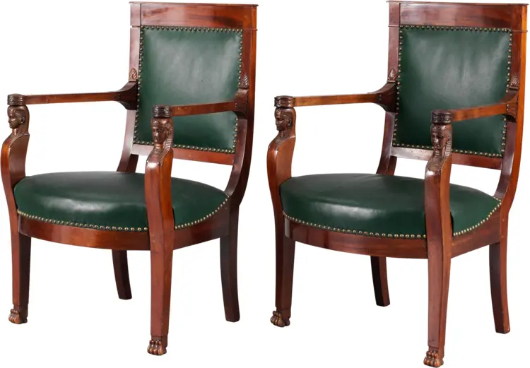 Classic Green Leather Armchairs