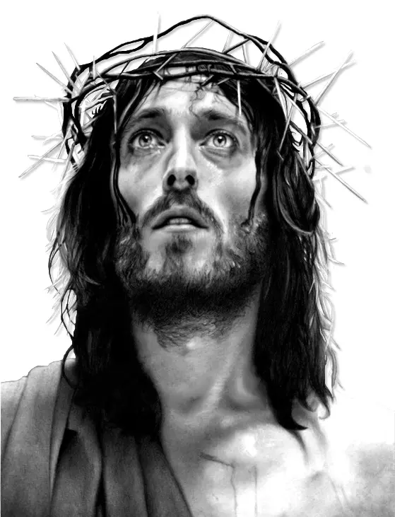 Jesus with Crown of Thorns in Black and White