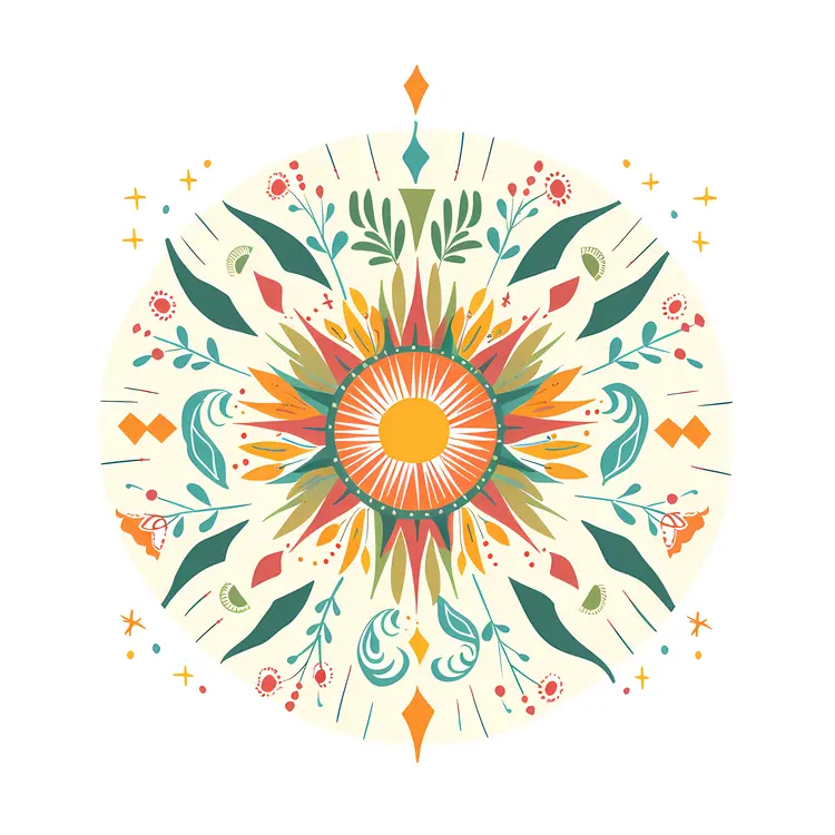Colorful Sun Mandala Design