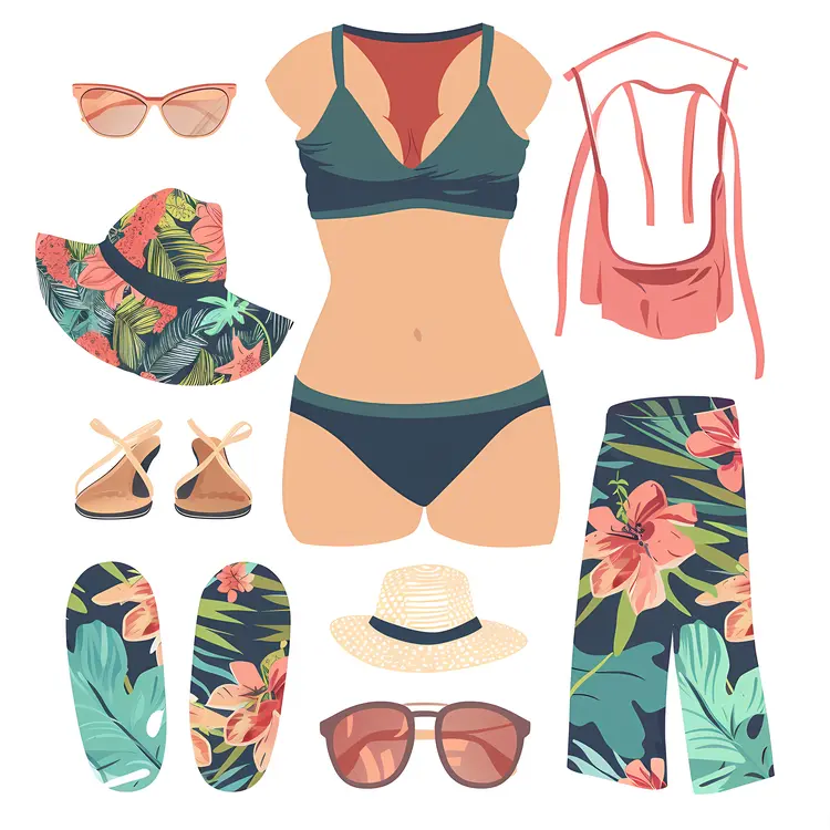 Vibrant Floral Beachwear Set