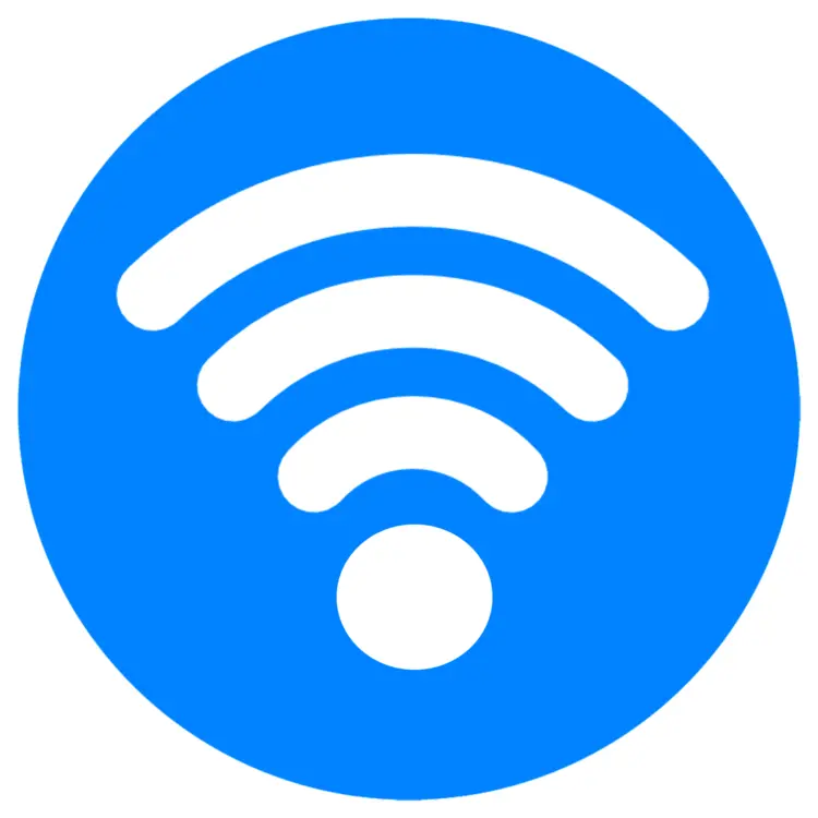 Blue WiFi Symbol in Circle for Connectivity