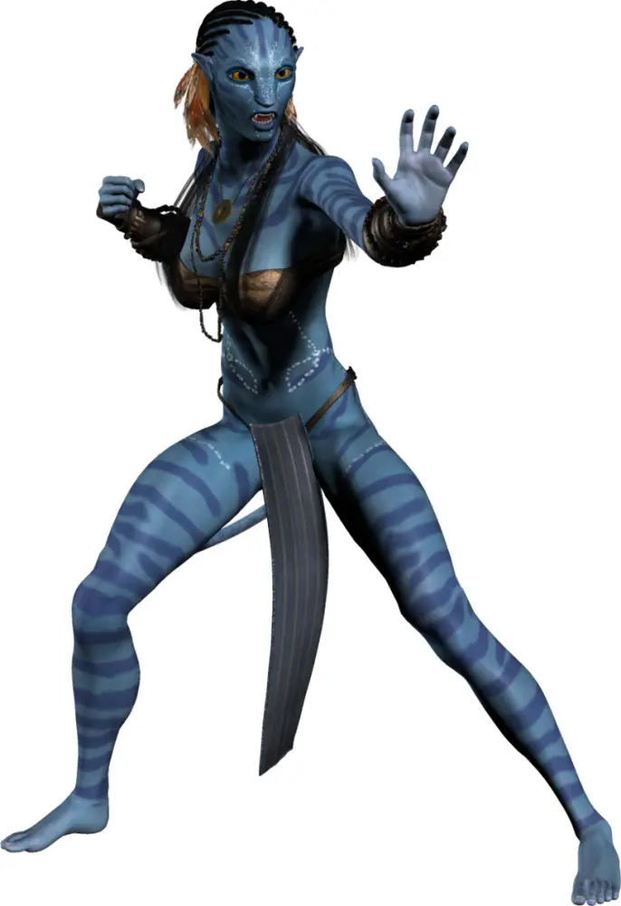 Blue Alien Character in Fighting Stance