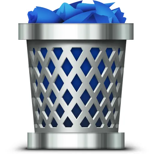 Trash Bin with Blue Paper