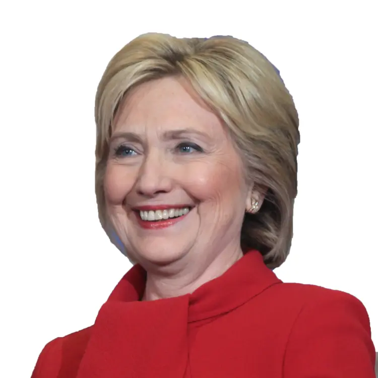 Smiling Blonde Woman in Red Outfit