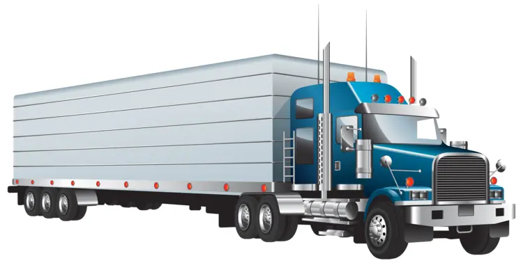 Blue Semi-Truck with Trailer