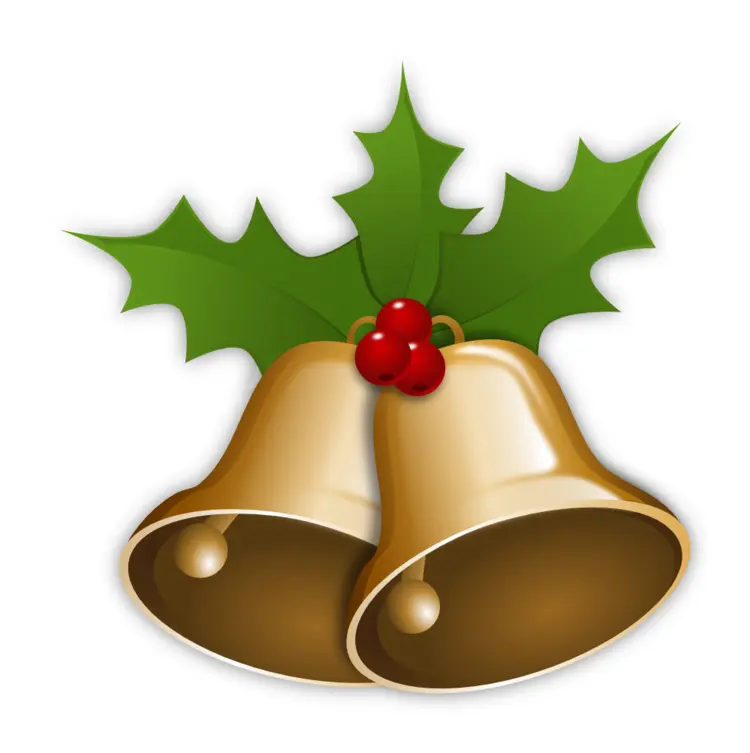 Golden Bells with Holly for Christmas Decoration