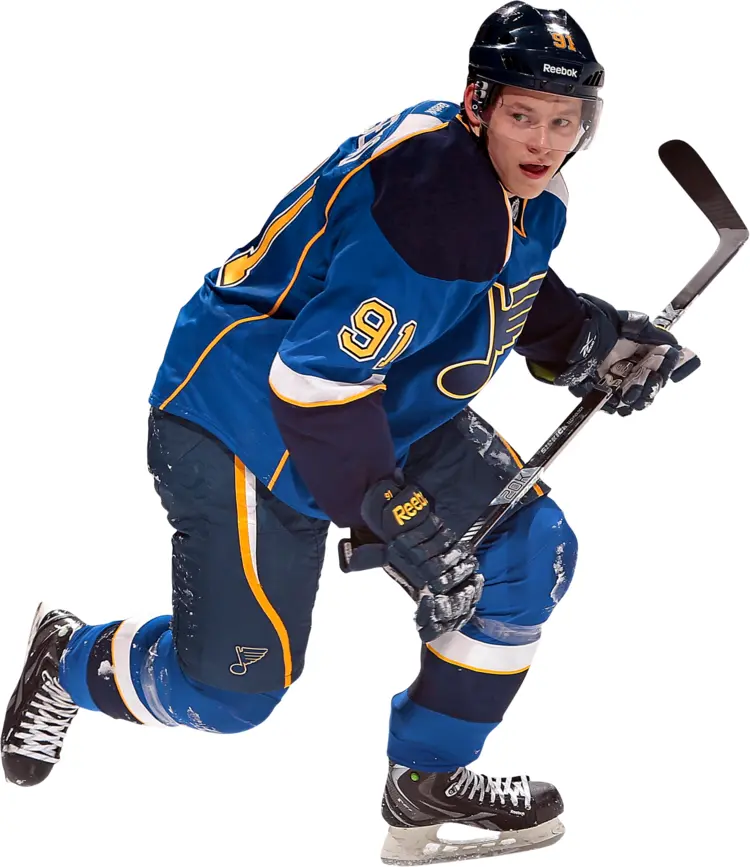 Blue Hockey Player in Action