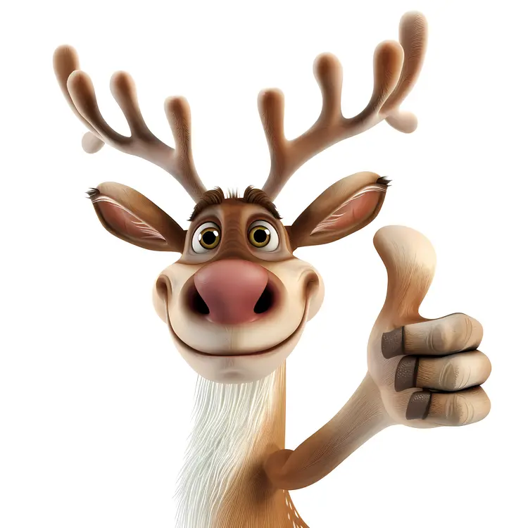 Thumbs Up Reindeer Cartoon