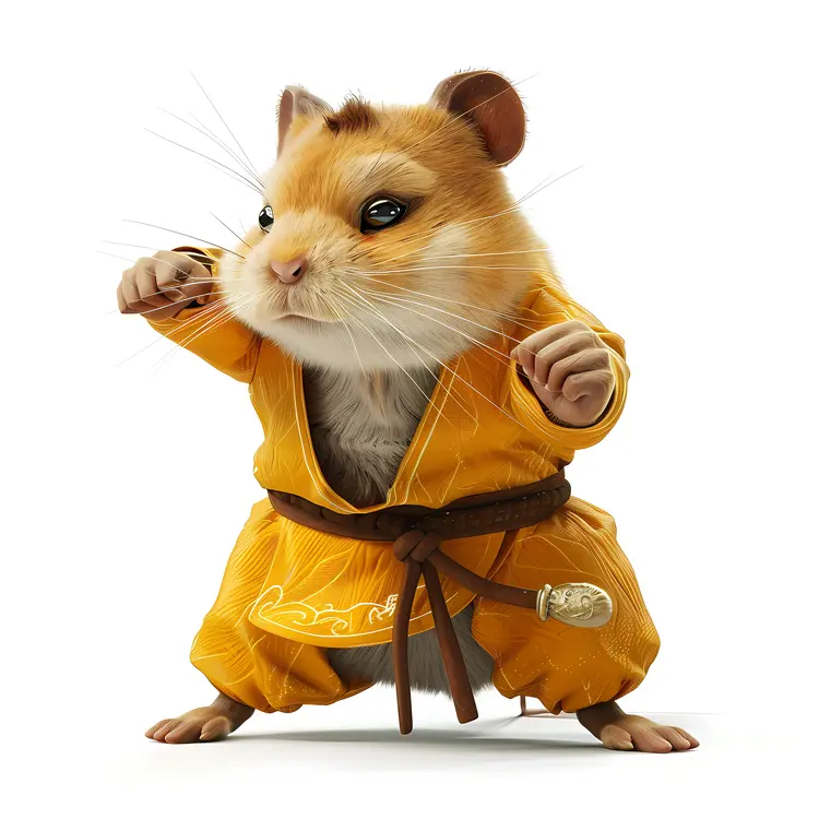 Hamster in Karate Outfit Ready for Action