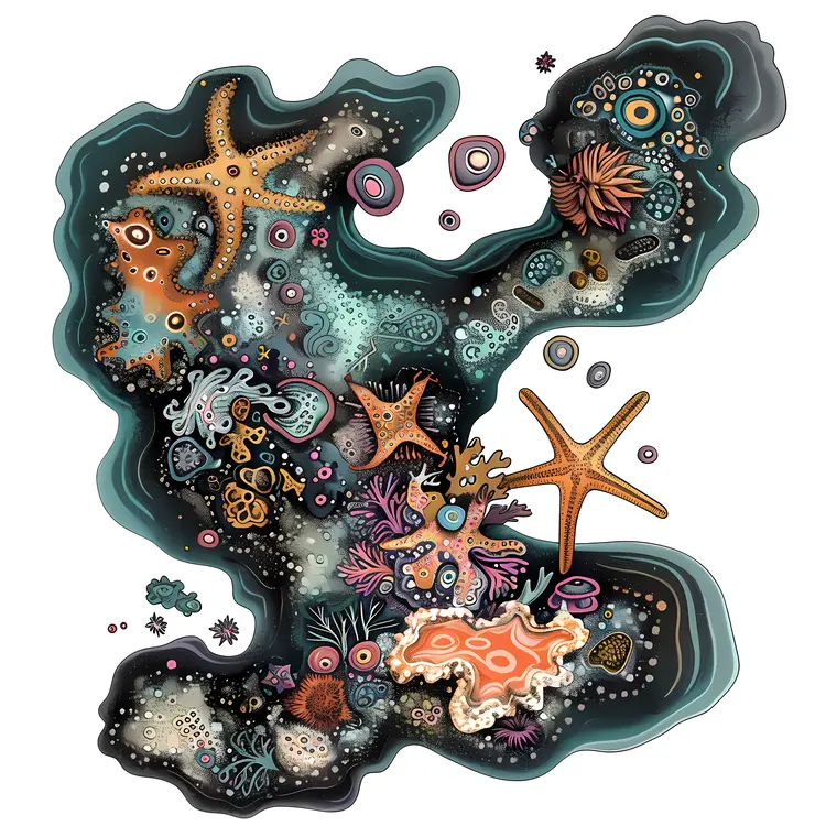 Vibrant Coral Reef with Starfish