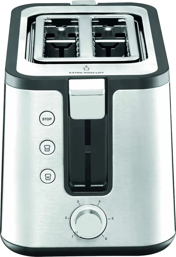 Modern Silver Toaster with Extra High Lift