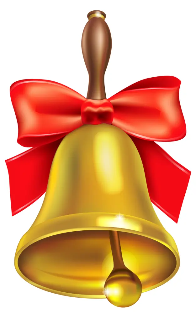 Golden Bell with Red Bow for Christmas