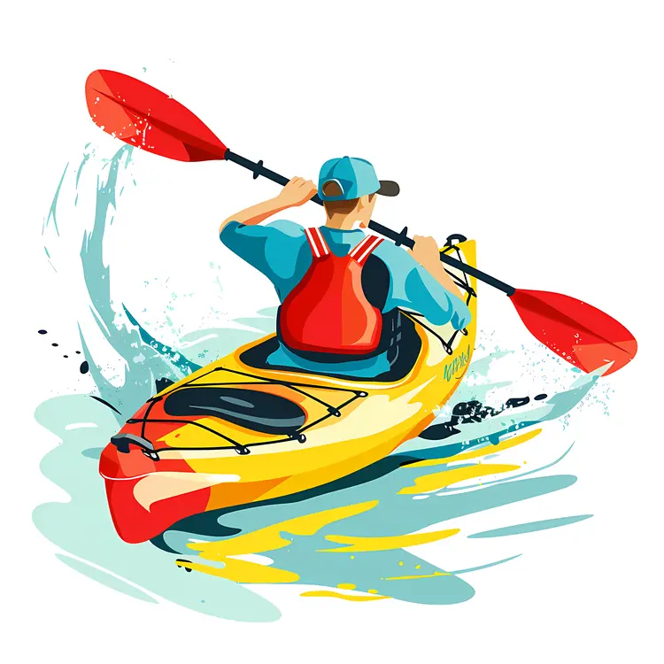 Person Kayaking in Yellow Kayak