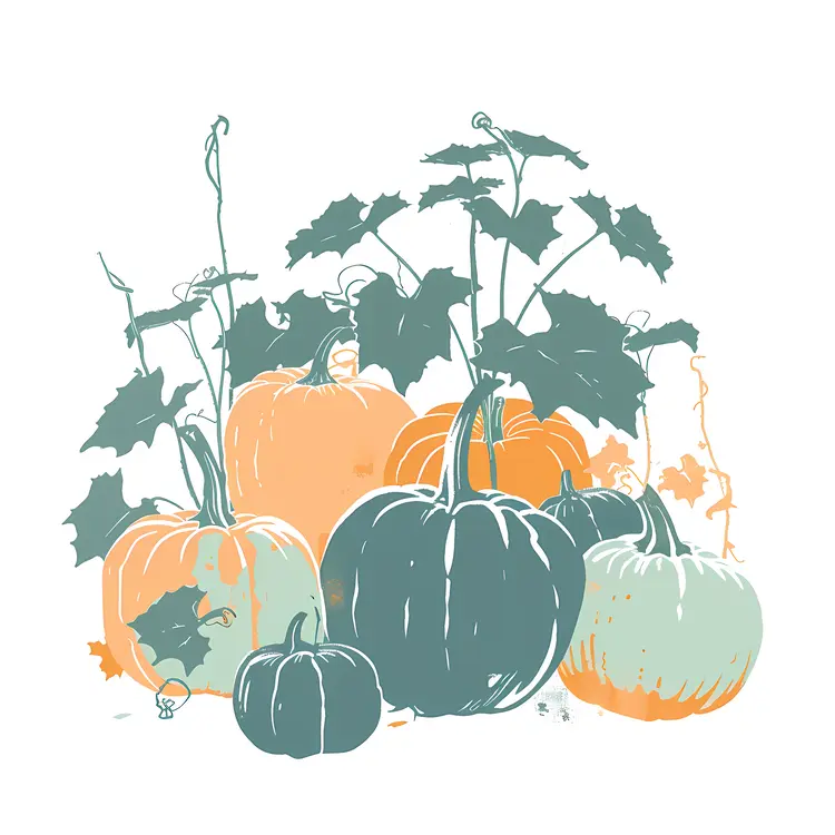 Group of Pumpkins in Various Colors
