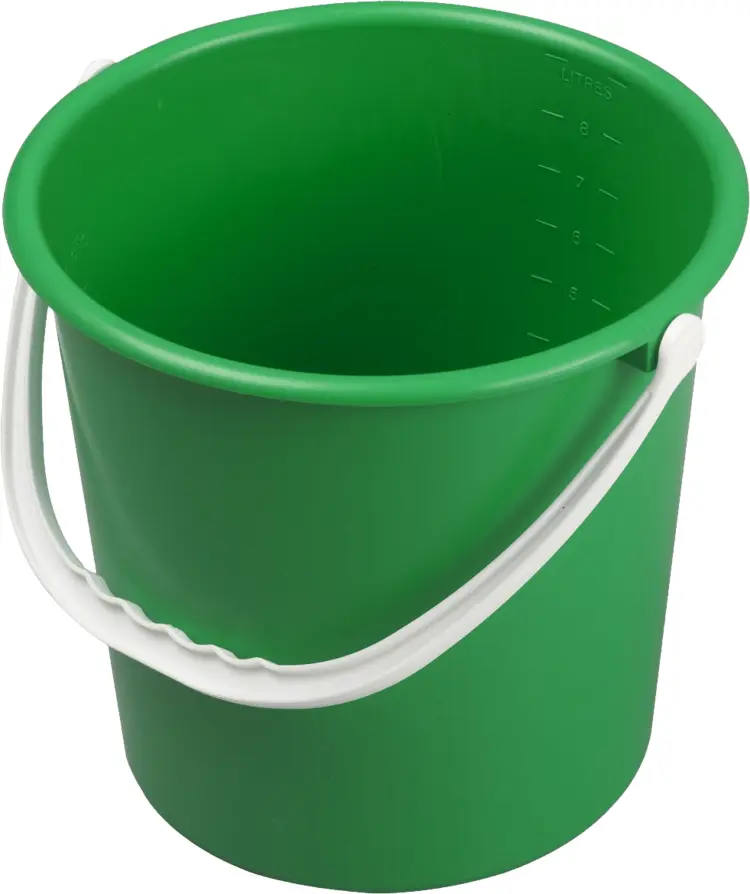 Green Plastic Bucket with White Handle