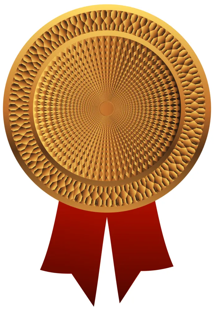 Gold Medal with Red Ribbon