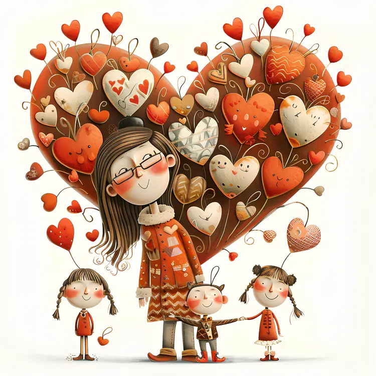 Family Love with Hearts