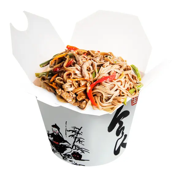 Noodles with Meat in Takeout Box