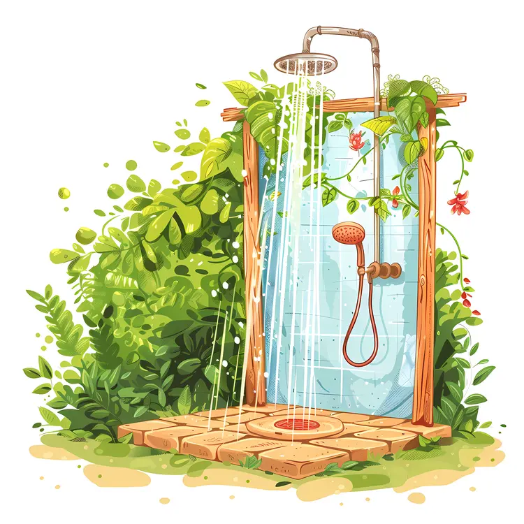 Outdoor Shower with Tiles