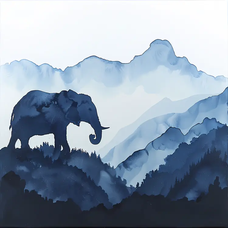 Elephant on Mountain Ridge