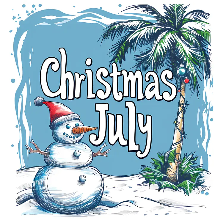 Christmas in July with Snowman and Palm Tree