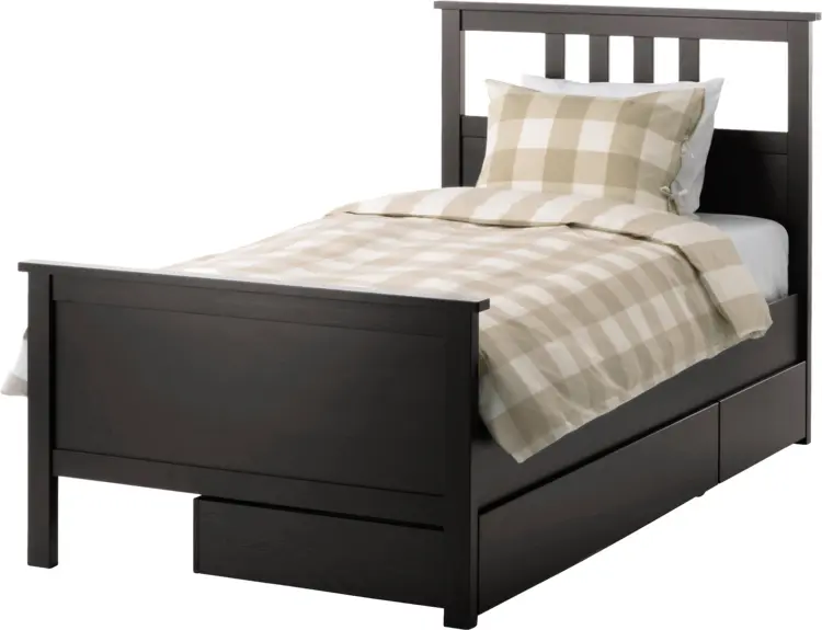 Single Bed with Checkered Bedding