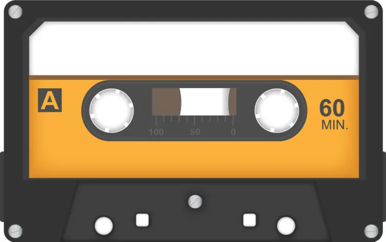 Yellow Cassette Tape for Retro Music