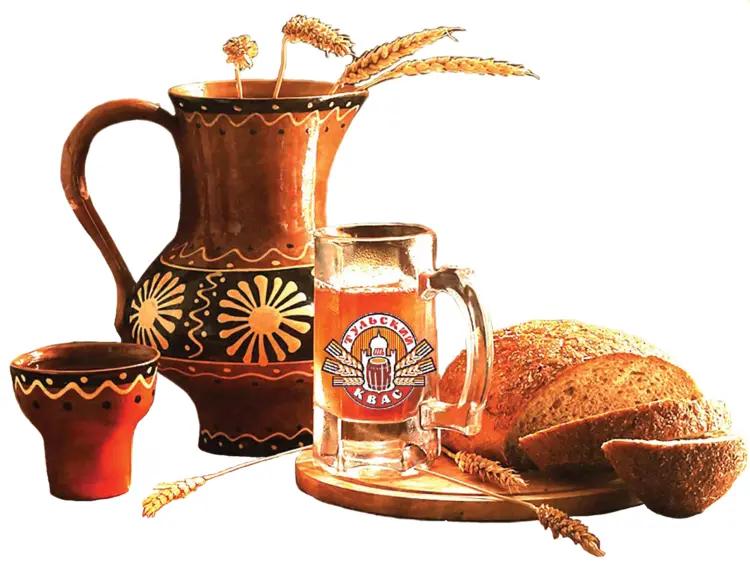 Traditional Kvass with Bread and Jug