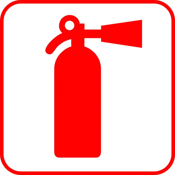 Red Fire Extinguisher Icon in Square