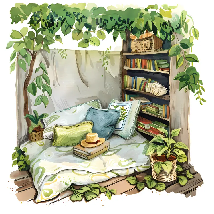 Cozy Outdoor Reading Nook with Cushions