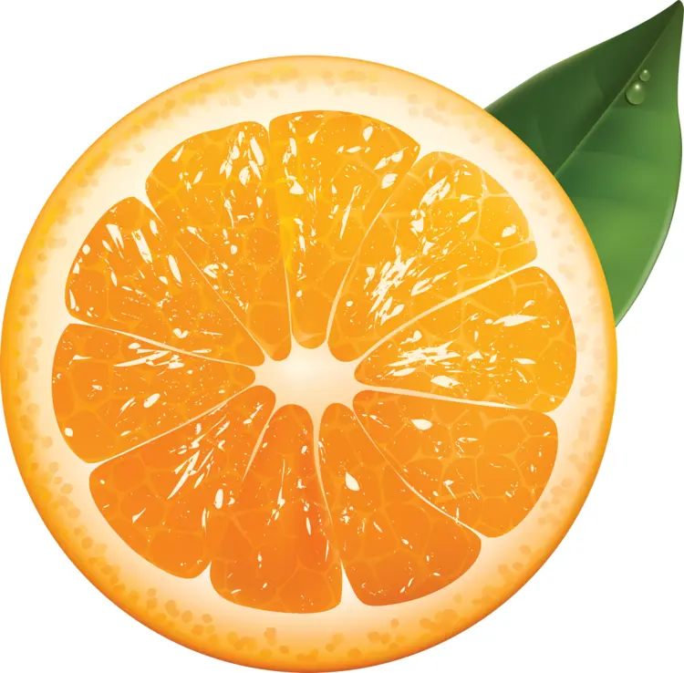Juicy Orange Slice with Leaf
