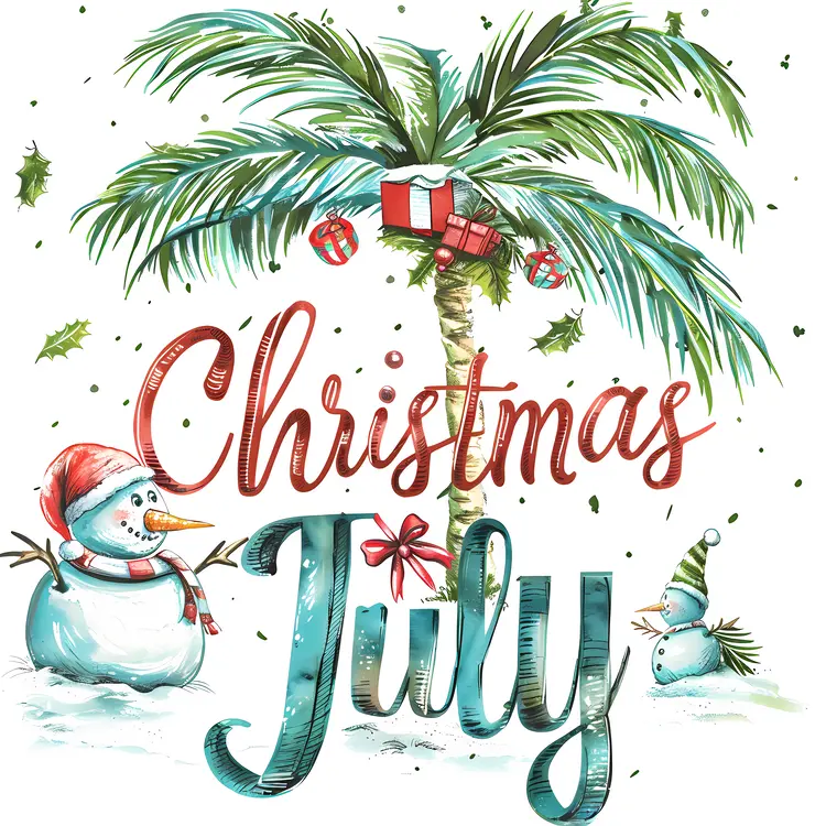 Christmas in July with Snowman and Palm Tree