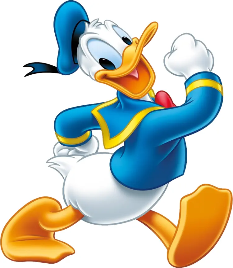 Running White Cartoon Duck in Blue Sailor Suit