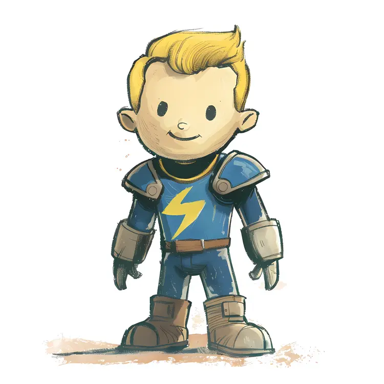 Cartoon Character in Blue Suit Smiling
