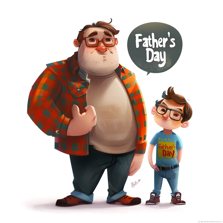 Father's Day Illustration with Father and Son