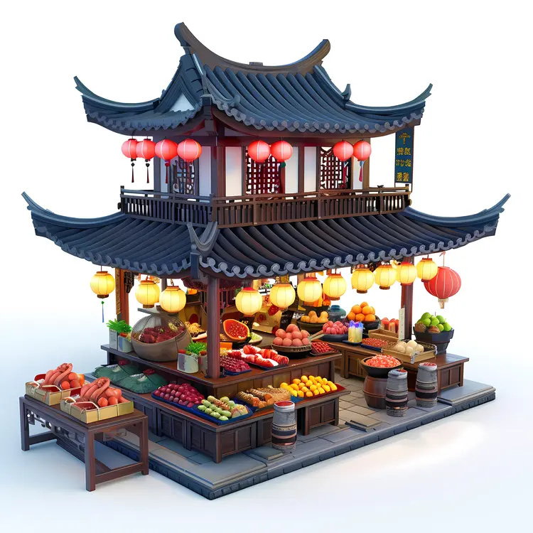 Colorful Asian Market Stall