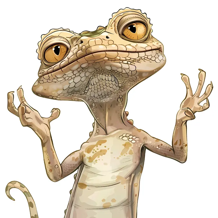 Cute Brown Cartoon Lizard