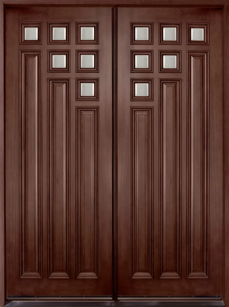Elegant Double Wooden Door with Panels