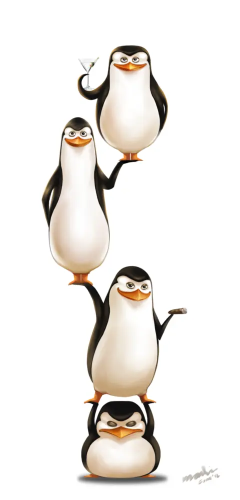 Stacked Cartoon Penguins