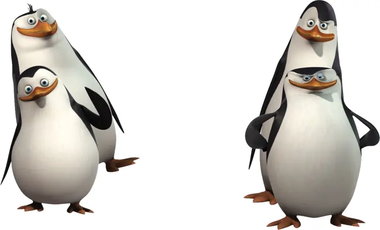 Group of Cartoon Penguins