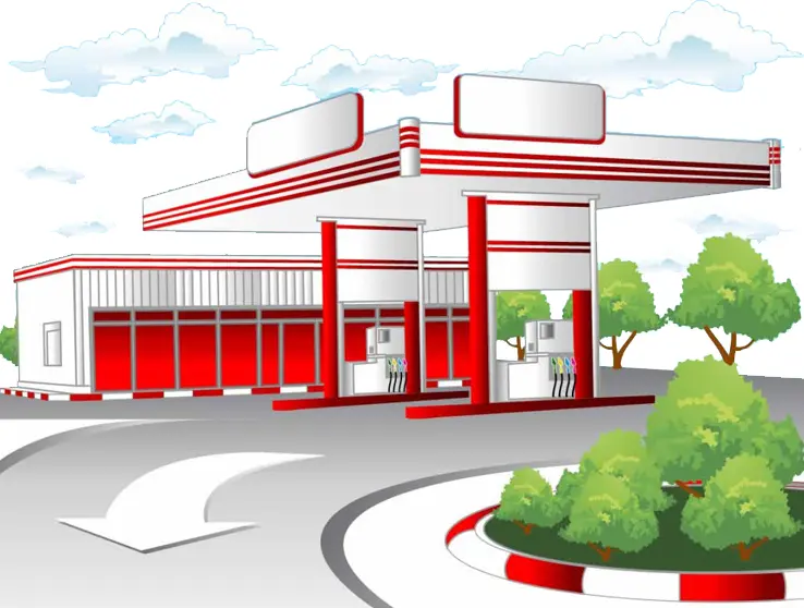 Modern Gas Station Illustration