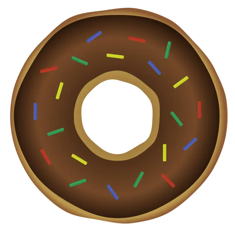 Chocolate Frosted Donut with Sprinkles Cartoon