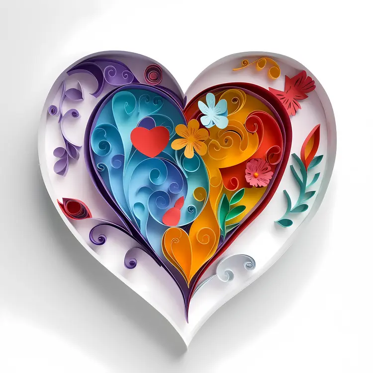 Colorful Heart with Flowers