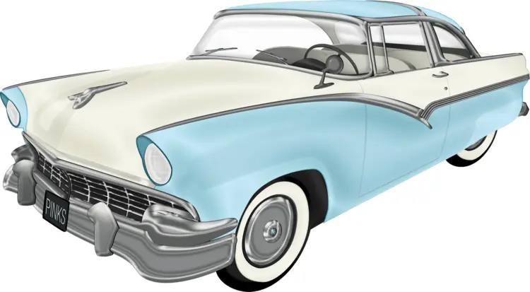 Vintage Blue and White Car