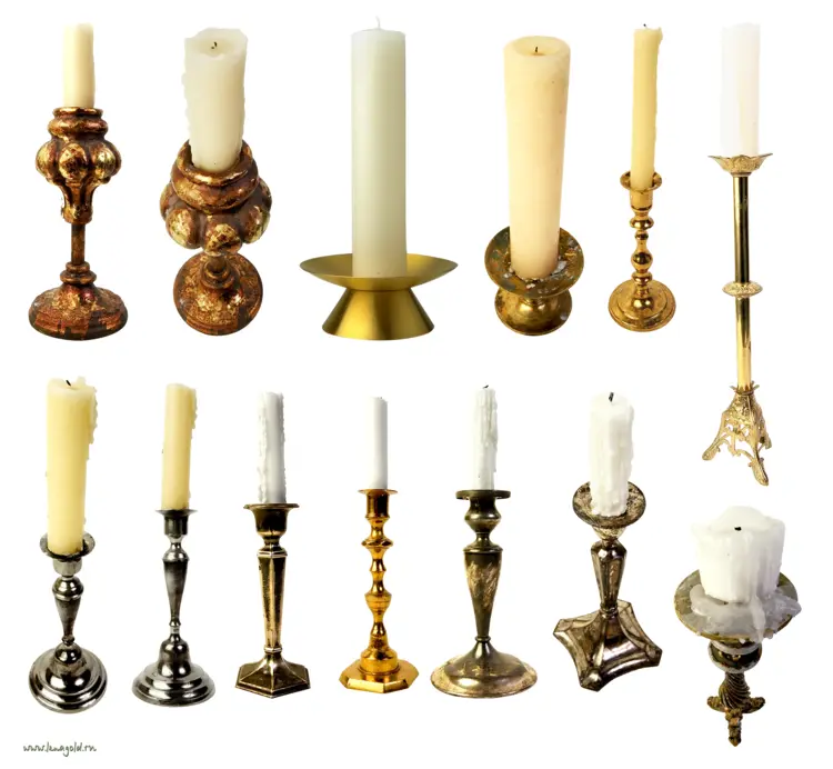 Various Candlesticks with Candles